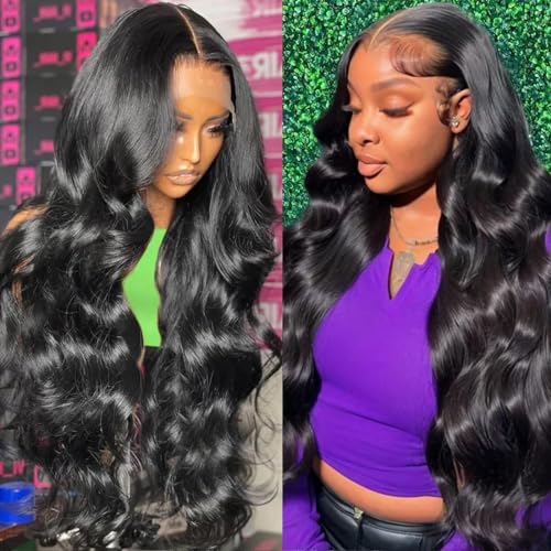 SWEETGIRL Body Wave Lace Front Wigs Human Hair Pre Plucked 13x6 HD Lace Front Wigs Human Hair Frontal Wigs for Women 180 Density (24 Inches, Natural Black) - Image 3