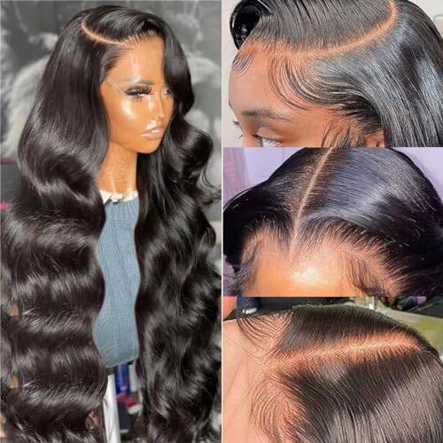 SWEETGIRL Body Wave Lace Front Wigs Human Hair Pre Plucked 13x6 HD Lace Front Wigs Human Hair Frontal Wigs for Women 180 Density (24 Inches, Natural Black) - Image 5