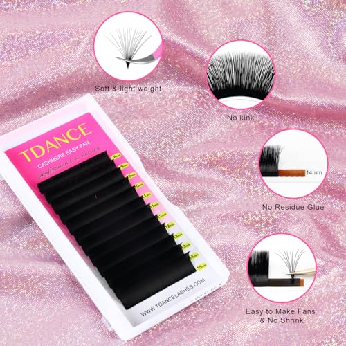TDANCE Cashmere Easy Fan Lash Extensions 0.07mm C Curl Self Fanning Volume Lash Extensions 10mm Single Length Matte Black Lash Extensions(0.07-C,10mm) - Image 3