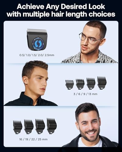 GLAKER Hair Clippers for Men - Cordless & Corded 2 in 1 Hair & Beard Trimmer with ABS Guards, Detachable Blades & Turbo Motor, Professional Haircutting Kits for Blending & Fade Cuts - Image 2