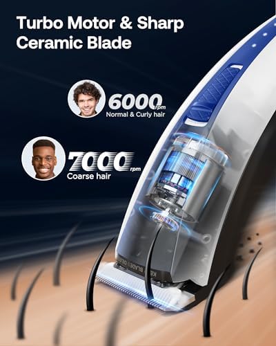 GLAKER Hair Clippers for Men - Cordless & Corded 2 in 1 Hair & Beard Trimmer with ABS Guards, Detachable Blades & Turbo Motor, Professional Haircutting Kits for Blending & Fade Cuts - Image 3