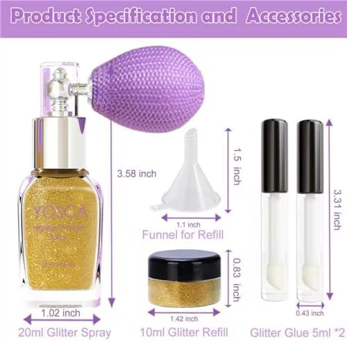 Yosca Body Glitter Spray, 30ML Loose Body Shimmer Powder Iridescent Hair Spray White Glitter Sparkle Highlighter Makeup Festival Concert Party Accessories for Rave Clothes Hair Face Nail Art - Image 4