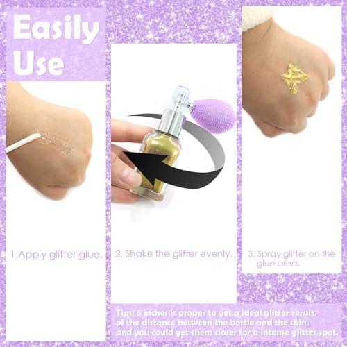 Yosca Body Glitter Spray, 30ML Loose Body Shimmer Powder Iridescent Hair Spray White Glitter Sparkle Highlighter Makeup Festival Concert Party Accessories for Rave Clothes Hair Face Nail Art - Image 7