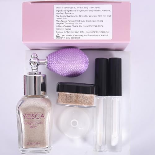 Yosca Body Glitter Spray, 30ML Loose Body Shimmer Powder Iridescent Hair Spray White Glitter Sparkle Highlighter Makeup Festival Concert Party Accessories for Rave Clothes Hair Face Nail Art - Image 9