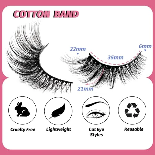 Veleasha Lashes Kit with Glue & Tweezer Cat Eye Lashes that Look Like Extensions Fluffy Faux Mink Lashes Wispy Fox Eye Lashes Natural Look 7 Pairs Fake Eyelashes Pack (Cat Eye) - Image 2