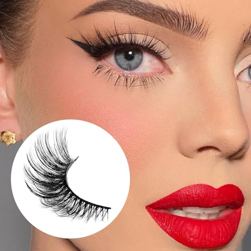 Veleasha Lashes Kit with Glue & Tweezer Cat Eye Lashes that Look Like Extensions Fluffy Faux Mink Lashes Wispy Fox Eye Lashes Natural Look 7 Pairs Fake Eyelashes Pack (Cat Eye) - Image 3