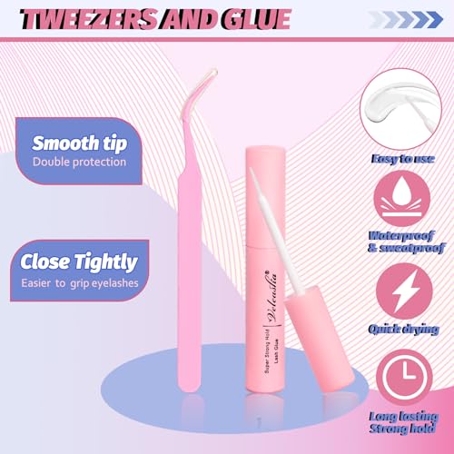 Veleasha Lashes Kit with Glue & Tweezer Cat Eye Lashes that Look Like Extensions Fluffy Faux Mink Lashes Wispy Fox Eye Lashes Natural Look 7 Pairs Fake Eyelashes Pack (Cat Eye) - Image 4