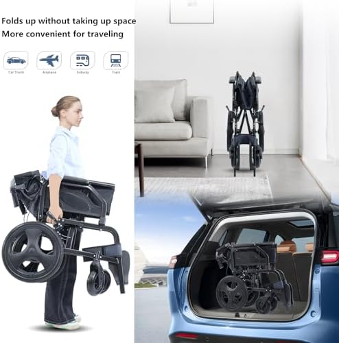 Lightweight Wheelchair Aluminum Alloy with Handbrakes, Silla de Ruedas for Adults, Durable Square Tube and Flip Up Armrest - Image 4