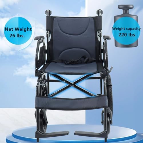 Lightweight Wheelchair Aluminum Alloy with Handbrakes, Silla de Ruedas for Adults, Durable Square Tube and Flip Up Armrest - Image 7