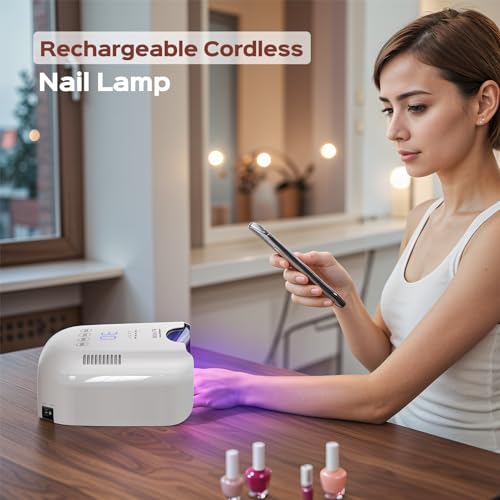 BOLASEN Cordless Rechargeable UV Nail Lamp - UV Light for Gel Nails with Metallic Reflector & Metal Base, 54W Portable Wireless LED Nail Dryer, Professional Fast Charger Curing Lamp for Salon or Home - Image 2