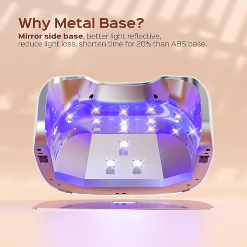 BOLASEN Cordless Rechargeable UV Nail Lamp - UV Light for Gel Nails with Metallic Reflector & Metal Base, 54W Portable Wireless LED Nail Dryer, Professional Fast Charger Curing Lamp for Salon or Home - Image 6