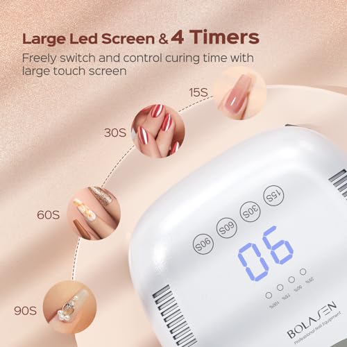 BOLASEN Cordless Rechargeable UV Nail Lamp - UV Light for Gel Nails with Metallic Reflector & Metal Base, 54W Portable Wireless LED Nail Dryer, Professional Fast Charger Curing Lamp for Salon or Home - Image 8