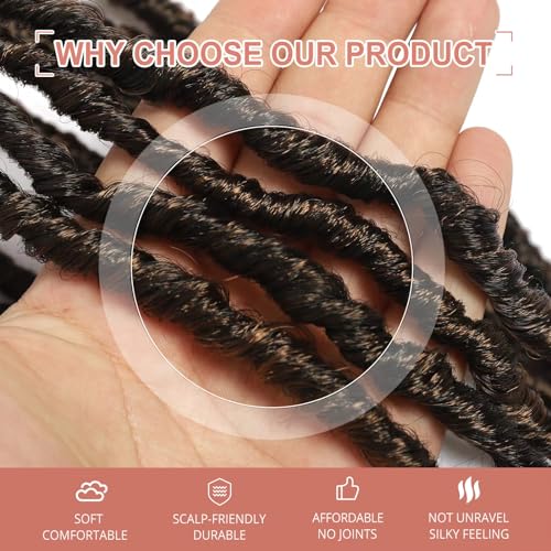 26 Inch Faux Locs Crochet Hair 7 Packs Soft Locs Crochet Hair Pre Looped Locs Hair Braids Goddess Locs Hair Ombre Brown Distressed New Locs for Women T30 - Image 4