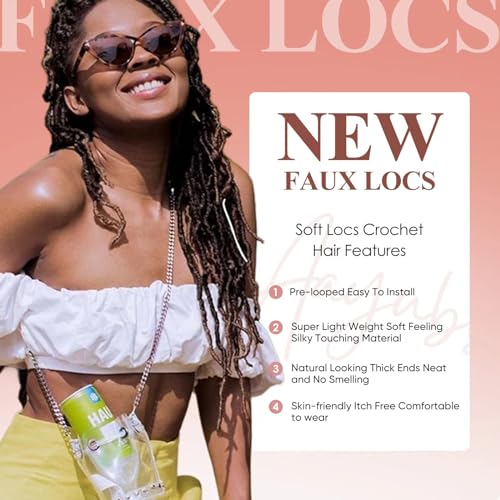 26 Inch Faux Locs Crochet Hair 7 Packs Soft Locs Crochet Hair Pre Looped Locs Hair Braids Goddess Locs Hair Ombre Brown Distressed New Locs for Women T30 - Image 5