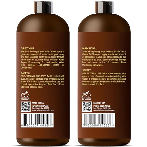 Castor Oil Shampoo and Conditioner Set for Hair Growth with Rosemary & Peppermint Oil - Cleanse Hair, Strengthen & Shine with Castor Shampoo and Conditioner - Anti-Hair Loss for Men & Women - 16 fl oz - Image 8