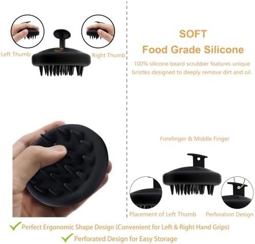Beard Brush for Men, Silicone Beard Scrubber, Deep Cleans, Hair & Beard Exfoliator Helping Beard Shampoo Better Clean the Beard, Good Helper for Beard Oil - Eco & Reusable - Image 3