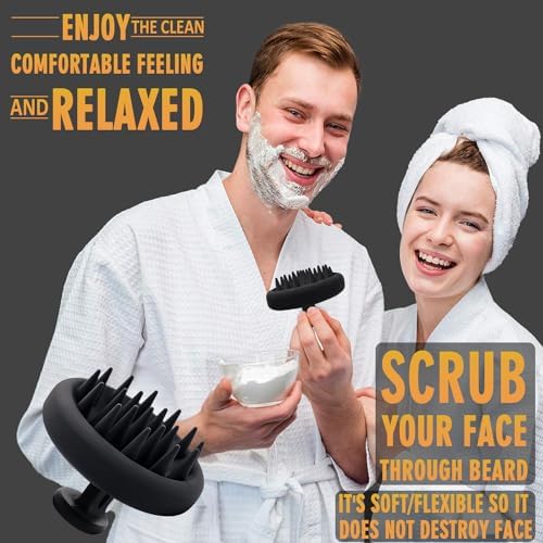 Beard Brush for Men, Silicone Beard Scrubber, Deep Cleans, Hair & Beard Exfoliator Helping Beard Shampoo Better Clean the Beard, Good Helper for Beard Oil - Eco & Reusable - Image 5
