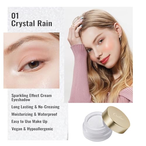 Oulac 3PCS White Eyeshadow Makeup Set-White Cream Eye Shadow-White Eye Pencil-White Liquid Glitter Eyeshadow, Waterproof &Long Lasting Brightener Highlighter Eyeliner Crayon Make up - Image 3