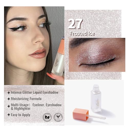 Oulac 3PCS White Eyeshadow Makeup Set-White Cream Eye Shadow-White Eye Pencil-White Liquid Glitter Eyeshadow, Waterproof &Long Lasting Brightener Highlighter Eyeliner Crayon Make up - Image 5