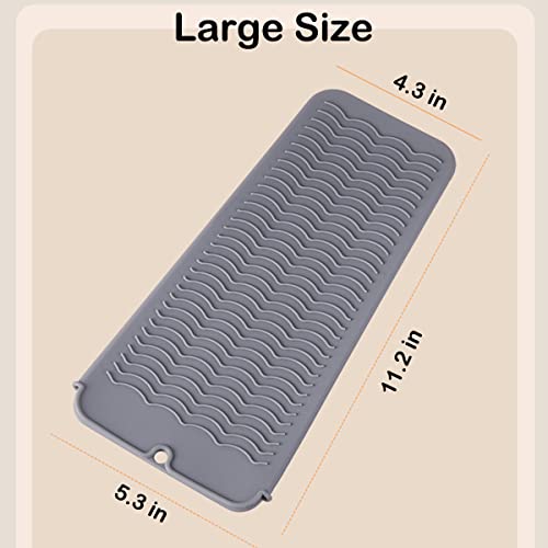 2 Heat Resistant Silicone Mat with Hanging Hole, Straightener Heat Resistant Travel Mat & Pouch for Curling Iron, Flat Iron and Other Hot Hair Styling Tools, 11 x 5 in, Gray - Image 7