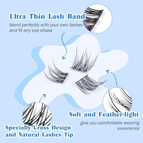 Lash Clusters Kit Natural DIY Eyelash Extension Kit Wispy Individual Lashes Extension CC Curl 9-11MM Lash Bond and Seal Tweezers for Beginner by Newcally - Image 5