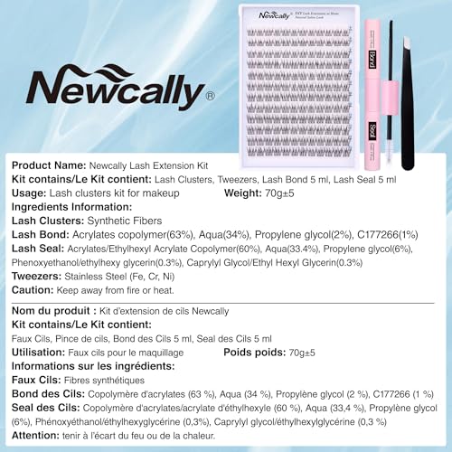 Lash Clusters Kit Natural DIY Eyelash Extension Kit Wispy Individual Lashes Extension CC Curl 9-11MM Lash Bond and Seal Tweezers for Beginner by Newcally - Image 8