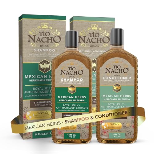 Tio Nacho Mexican Herbs Strengthening Shampoo and Conditioner Set with Royal Jelly - 14 fl oz Each | Nourishing Aloe Vera, Jojoba, Rosemary Formula for Strong, Vibrant Hair