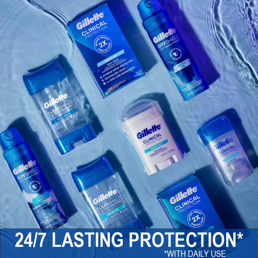 Gillette Antiperspirant and Deodorant for Men, 72hr Sweat & Odor Protection, Long Lasting Freshness, Anti-White Mark Technology, Clear Gel, Tropical Breeze Scent, 3.8 oz (Pack of 3) - Image 8