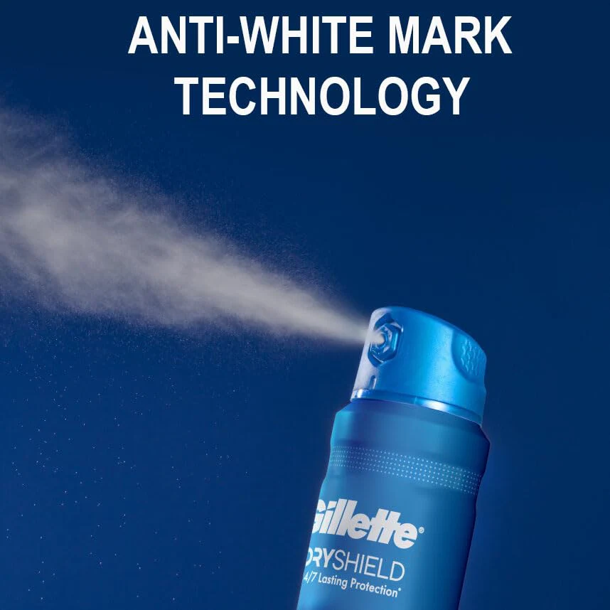 Gillette Dry Spray Antiperspirant and Deodorant for Men, 24/7 Sweat & Odor Protection, Anti-White Mark Technology, Cool Wave Scent, 4.3 oz (Pack of 3) - Image 3
