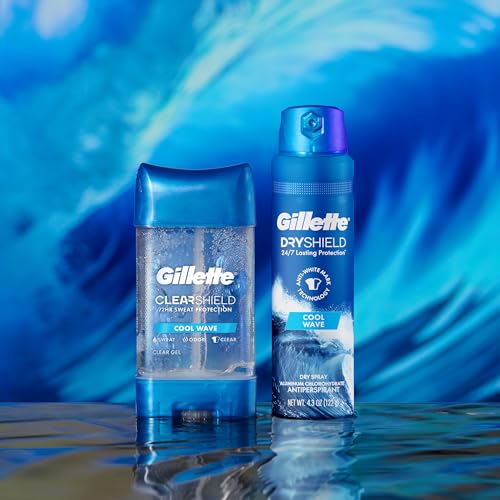 Gillette Dry Spray Antiperspirant and Deodorant for Men, 24/7 Sweat & Odor Protection, Anti-White Mark Technology, Cool Wave Scent, 4.3 oz (Pack of 3) - Image 6