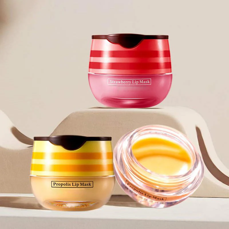 4 Pcs Lip Balm Honey Pot, Honey & Strawberry Moisturizing Lip Mask Reduces Lip Lines, Prevention Dry and Cracked Lip Scrubs Exfoliator.(Honey & Strawberry) - Image 2