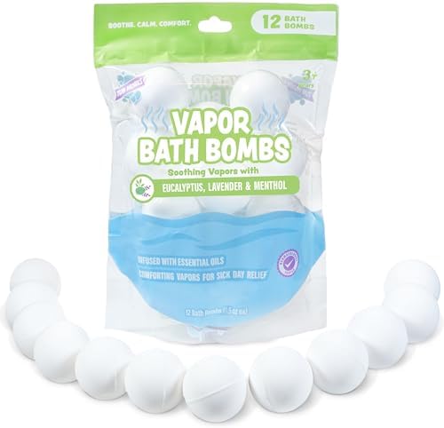Tub Works® Vapor Bath Bombs for Toddlers & Kids, 12 Pack | Natural Essential Oils for Aromatherapy | Calming Eucalyptus Bath Bomb with Lavender & Menthol for Cold, Flu & Congestion Relief - Image 8