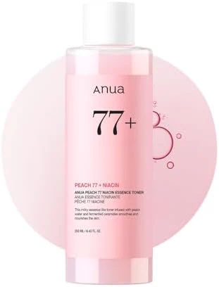 Anua Peach 77 Niacin Essence Toner 250ml / Brightening Toner for Face, Niacinamide, Panthenol, Ceramides, Facial Toner for Glass Skin, Korean Skin Care (8.45 fl.oz.)