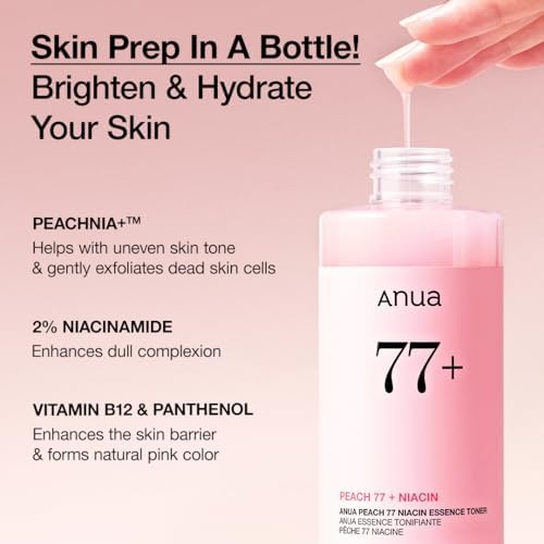 Anua Peach 77 Niacin Essence Toner 250ml / Brightening Toner for Face, Niacinamide, Panthenol, Ceramides, Facial Toner for Glass Skin, Korean Skin Care (8.45 fl.oz.) - Image 4