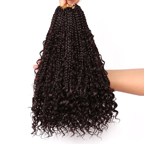 Goddess Box Braids Crochet Hair-9 Packs Crochet Braids for Black Women 14 Inch Crochet Braids with Curly Ends (Boho 14 Inch (Pack of 9), 4#) - Image 2