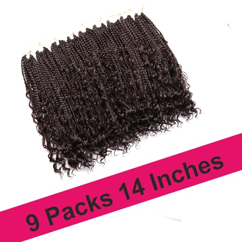 Goddess Box Braids Crochet Hair-9 Packs Crochet Braids for Black Women 14 Inch Crochet Braids with Curly Ends (Boho 14 Inch (Pack of 9), 4#) - Image 3