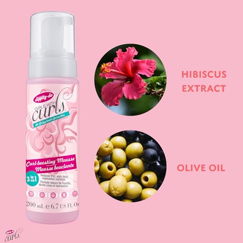 Dippity Do Girls with Curls Curl Enhancing Mousse - Lightweight 3-in-1 Defining Mousse for Curly and Wavy Hair - Hibiscus and Olive Oil for Frizz Free and Bouncy Curls - 200 mL/6.7 fl oz - 2 Pack - Image 5