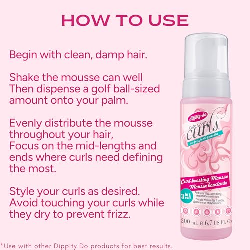 Dippity Do Girls with Curls Curl Enhancing Mousse - Lightweight 3-in-1 Defining Mousse for Curly and Wavy Hair - Hibiscus and Olive Oil for Frizz Free and Bouncy Curls - 200 mL/6.7 fl oz - 2 Pack - Image 7