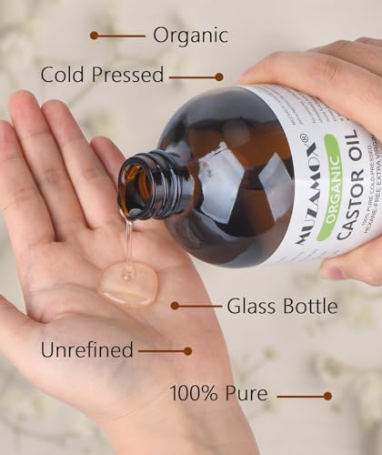 Organic Castor Oil Cold Pressed Glass Bottle, 100% Pure, Cold Pressed & Hexane Free, Castor Oil for Hair Growth & Care, Thicker Eyelashes & Eyebrows and Castor Oil Pack, 16 Fl Oz - Image 3