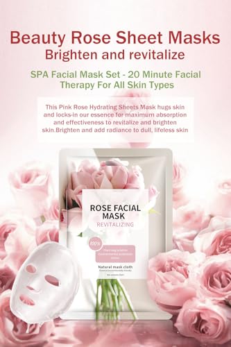 Face Masks Skincare, Christmas Gifts for Women, Facial Masks for Women Skin Care, Beauty Rose Sheet Masks, Bulk Face Mask Skin Care, Beauty Masks Gifts, Hydrating Face Masks, Facial Masks 10 Sheets - Image 4