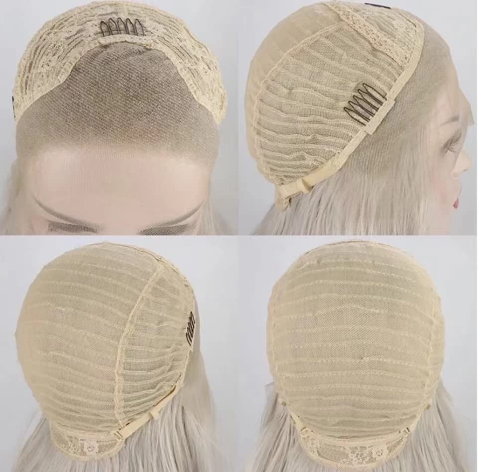 Gray Bob Curly Wig Synthetic Lace Front Wig Middle Part Lace Wigs 14Inch Synthetic Hair Wig for Women Party Use Cosplay Wigs - Image 6