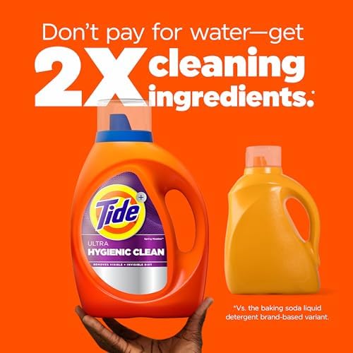 Tide Hygienic Clean Heavy 10x Duty Liquid Laundry Detergent, HE Compatible, Spring Meadow Scent, 59 Loads, 84 fl oz - Image 6