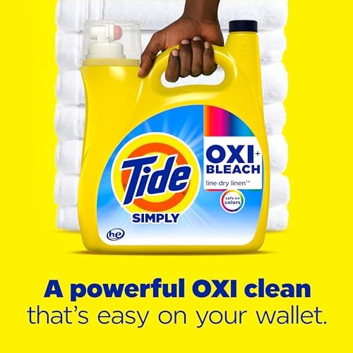 Tide Simply Oxi Boost + Bleach Alternative Laundry Detergent Soap, Safe on Colors, Whitens, Brightens, Line Dry Fresh Scent, 137 fl oz, 96 Loads - Image 4