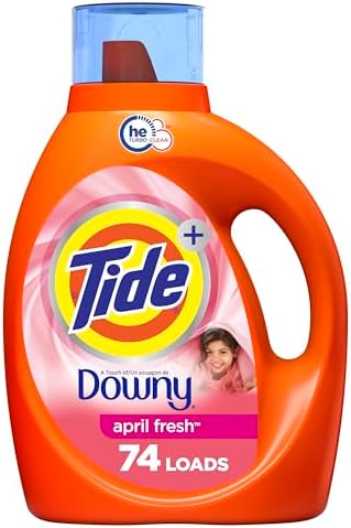 Tide Liquid Laundry Detergent with Touch of Downy, April Fresh Scent, 74 loads, 105 fl oz