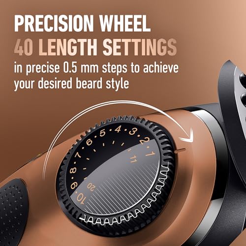 King C. Gillette Beard Trimmer PRO, 40 Length Settings, Cordless Design, Holiday Gifts for Men, 1 Trimmer, 1 Brush, 2 Combs, 1 Charger and 1 Zip Pouch - Image 5