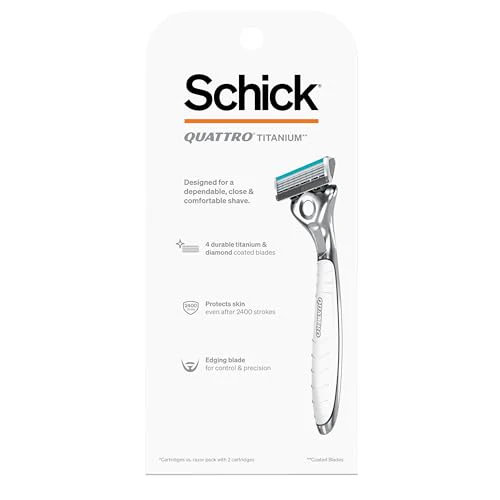 Schick Quattro Titanium Razor, 1 Razor Handle and 4 Cartridges | Shaving Razors for Men, 4 Blade Mens Razors for Shaving, Razor Blades for Men, 1 Handle with 4 Razor Blades Refills - Image 8