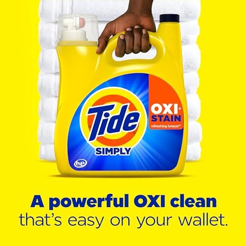 Tide Simply Oxi Boost + Ultra Stain Release, Tough on Stains, Whitens, Brightens, Refreshing Breeze Scent, 151 fl oz, 107 Loads - Image 5