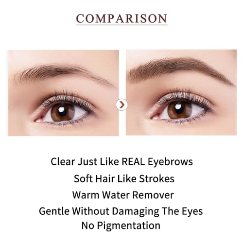 Waterproof Eyebrow Pen - Microblading Tattoo Brow Pencil, 24 Hours Long Lasting, Creates Natural Looking (Brunette - 2 PCS) - Image 3