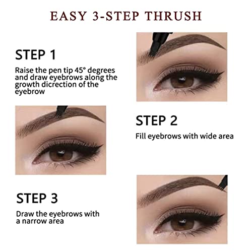 Waterproof Eyebrow Pen - Microblading Tattoo Brow Pencil, 24 Hours Long Lasting, Creates Natural Looking (Brunette - 2 PCS) - Image 5