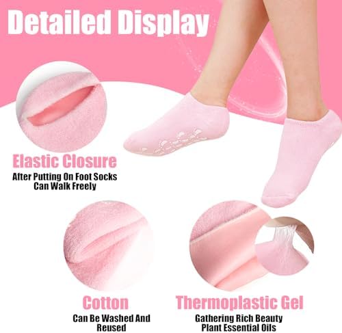 2Pairs Moisturizing Socks - Silicone Socks for Dry Cracked Feet Women - Gel Socks for Dry Cracked Feet Women - Lotion Socks for Repairing and Softening Dry Cracked Feet Skins - Image 3